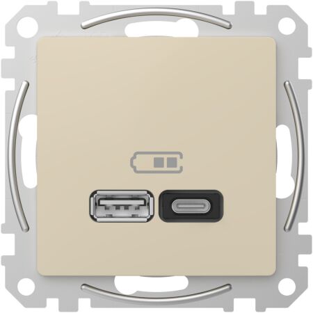 SCHNEIDER Zásuvka Sedna D/E - Dvojitá USB A+C nabíječka 3A 45W, Béžová