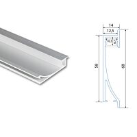 Profil AL 14/68mm Al mléčný 1m komplet
