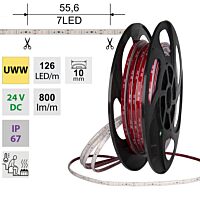 MCLED Pásek LED SMD2835 UWW, 126LED/m, 9,6W/m, DC 24V, 800lm/m, CRI90, IP67, 105Ă‚Â°C, 10mm, 50m