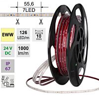 MCLED Pásek LED SMD2835 EWW, 126LED/m, 9,6W/m, DC 24V, 1000lm/m, CRI90, IP67, 105Ă‚Â°C, 10mm, 50m