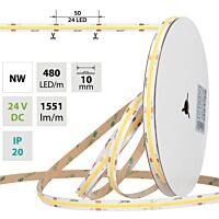 MCLED Pásek LED COB NW, 480LED/m, 15W/m, DC 24V, 1551lm/m, CRI90, IP20, 10mm, 5m