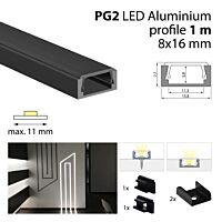 Profil AL 16/8mm PG2 černý 1m komplet