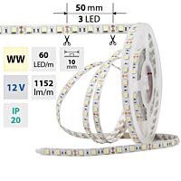 MCLED Pásek LED SMD5050 WW, 60LED/m, 14,4W/m, DC 12V, 1152lm/m, IP20, 10mm, 50m
