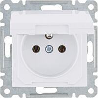 HAGER Zásuvka LUMINA WL1120 16A 250V se zemnícím kolíkem a víčkem IP20 bílá lesk