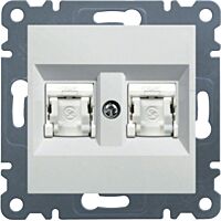 HAGER Zásuvka LUMINA WL2120 datová 2xRJ CAT5E UTP IP20 bílá lesk