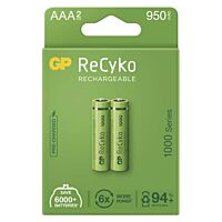 GP Baterie mikrotužková nabíjecí RECYKO HR03 NiMh1000 1,2V AAA blistr 2 ks