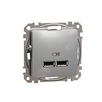 SCHNEIDER Sedna Design & Elements Dvojitá USB A+A nabíječka 2.1A alu