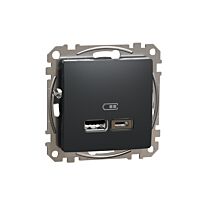 SCHNEIDER Sedna Design & Elements Dvojitá USB A+C nabíječka 2.4A antracit