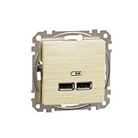 SCHNEIDER Sedna Design & Elements Dvojitá USB A+A nabíječka 2.1A bříza