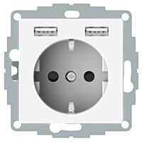 SCHNEIDER Zásuvka Schuko s USB, čistě bílá
