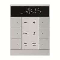 ABB TENTON Ovladač 2CKA006330A0062 6násobný kombinovaný, s ovládáním HVAC, snímačem CO₂ / vlhkosti, hliníková stříbrná, SBC/U6.0.1-83