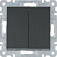 HAGER Spínač LUMINA WL0053 řazení 6+6 10A 250V dvojitý střídavý IP20 černá mat