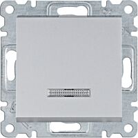 HAGER Spínač LUMINA WL0212 1pólový řazení 1So 10A 250V podsvětlený IP20 stříbrná mat