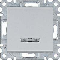 HAGER Spínač LUMINA WL0412 1pólový řazení 1/0So 10A 250V podsvětlený IP20 stříbrná mat