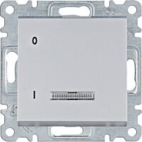 HAGER Spínač LUMINA WL0612 1pólový řazení 1/0So 16A 250V podsvětlený IP20 stříbrná mat