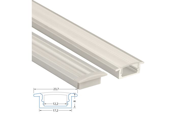MCLED Profil AL 23x8mm, VO vestavný, čirý difuzor, komplet, 3m