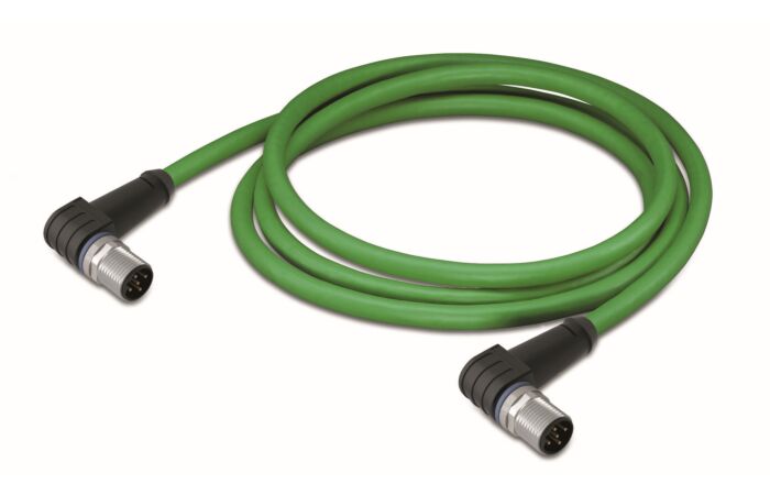 WAGO Kabel 756-1204/060-050 Ethernet Zástrčka M12D  úhlová zelená 5m