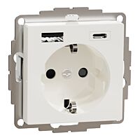 Zásuvka Schuko 230V USB A+C 3A,polar
