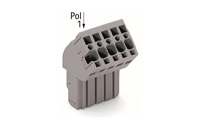 WAGO Konektor 769-110/022-000 1vodičový (zásuvka), úhlový CAGE CLAMP® 4 mm², šedá