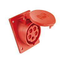 PCE Zásuvka 32A/400V vestavná 4-pólová, IP44, šikmá, příruba 80x97mm