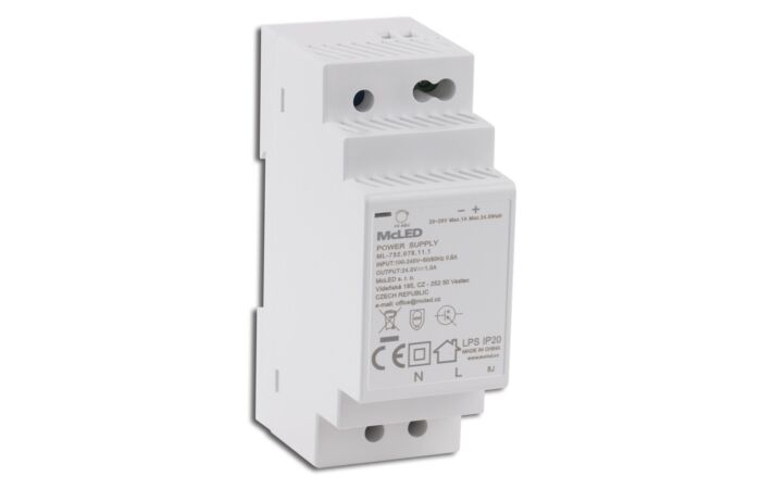 MCLED Napaječ LED 24VDC/1A pro LED pásky 24W, na DIN lištu, IP20