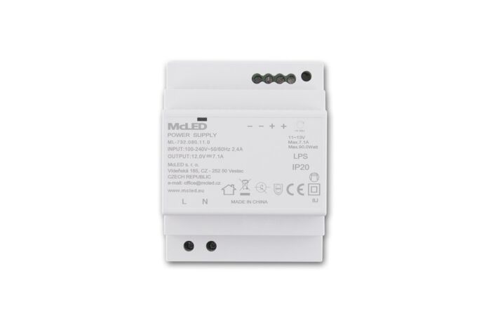 MCLED Napaječ LED 12VDC/7,1A pro LED pásky 90W, na DIN lištu, IP20