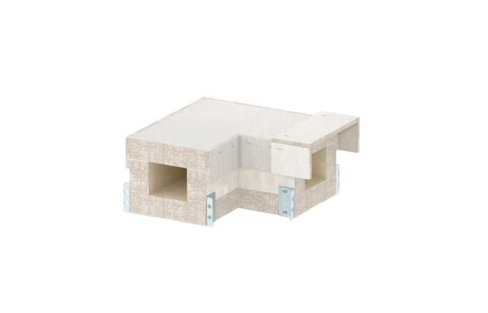 OBO BETTERMANN Oblouk 90°, pro PYROLINE Con, 100x80, šedá Odlehčený beton se skleněnými vlákny  typ PLCS B090810