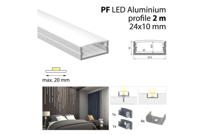 Profil AL 24/10mm PF mléčný komplet 2m