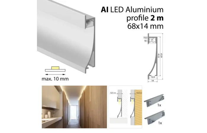 Hliníkový profil pro sádrokartony AI 2m