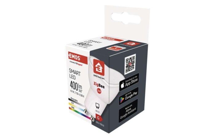 EMOS Žárovka LED smart GoSmart MR16 / GU10 / 4,8 W (35 W) / 400 lm / RGB / stmívatelná /Zigbee