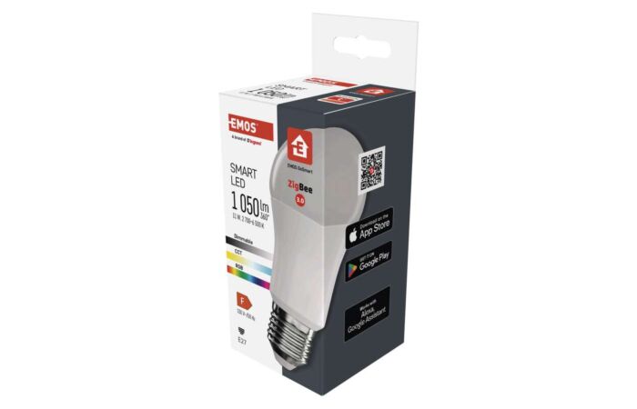 EMOS Žárovka LED smart GoSmart A60 / E27 / 11 W (75 W) / 1 050 lm / RGB / stmívatelná / Zigbee