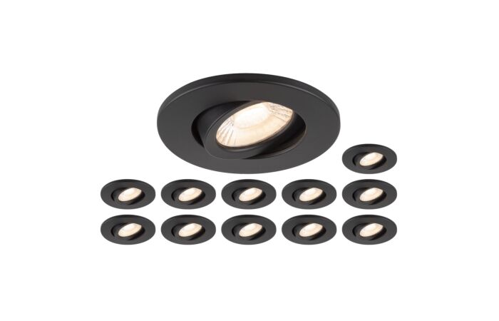 SLV Sada svítidel LED 12x8W 2700 - 6000K černá downlight výklopné 38° IP20