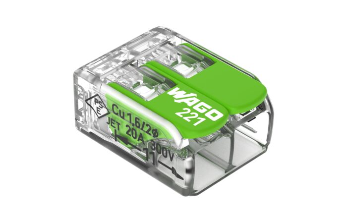 WAGO Svorka 221-422 páčková spojovací pro všechny druhy vodičů 2 x 4 mm² transparentní