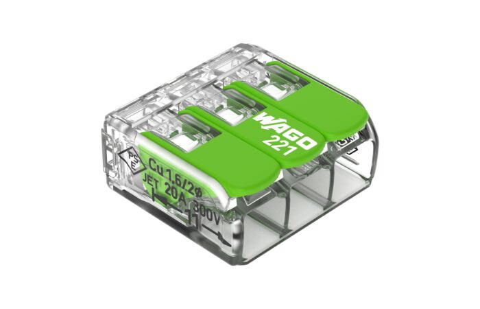 WAGO Svorka 221-423 Páčková spojovací pro všechny druhy vodičů max. 4 mm² transparentní