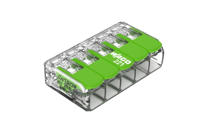 WAGO Svorka 221-425 Páčková spojovací pro všechny druhy vodičů max. 4 mm² transparentní