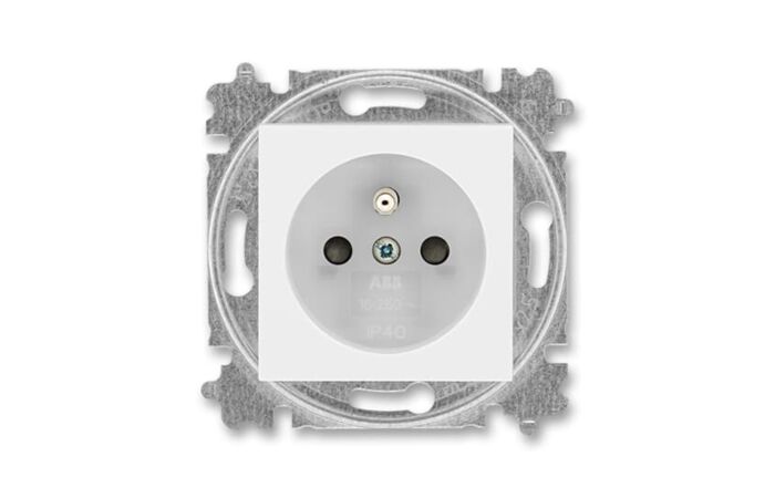 ABB LEVIT Zásuvka 6619H-A06357 01 s clonkami, bezšroubové svorky, IP40, bílá / ledová bílá