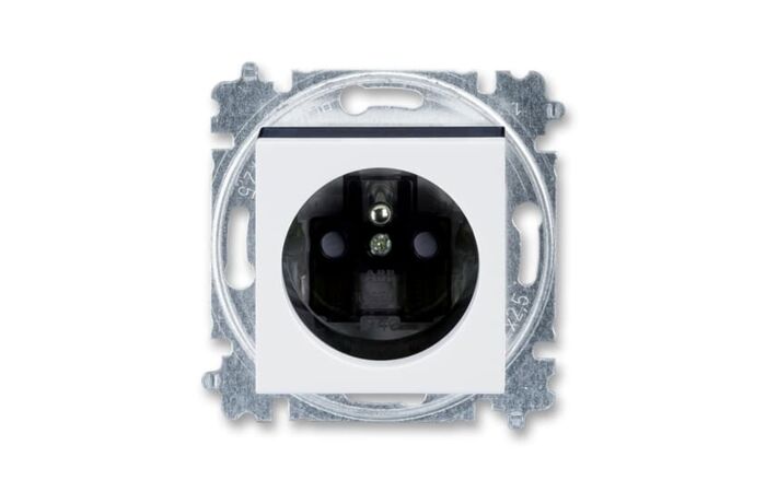 ABB LEVIT Zásuvka 6619H-A06357 62 s clonkami, bezšroubové svorky, IP40, bílá / kouřová černá