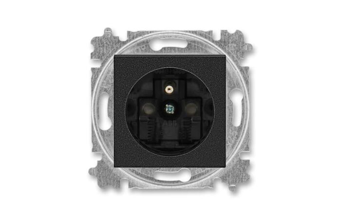 ABB LEVIT Zásuvka 6619H-A06357 63 s clonkami, bezšroubové svorky, IP40, onyx / kouřová černá