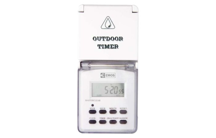 EMOS Hodiny spínací TFE-5 Digitální časovač venkovní 16A 230V AC IP44