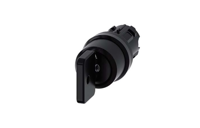 SIEMENS Spínač klíčový O.M.R 22 mm, kulatý, plast, černá barva, vytažení klíče I+O+II