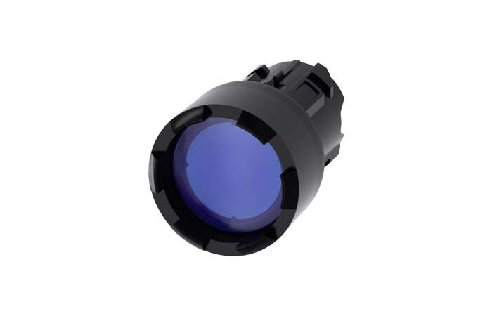 SIEMENS Tlačítko, osvětlené, 22 mm, kulaté, plast, modré, čelní kroužek