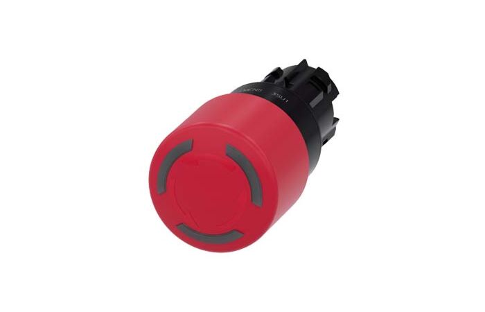 SIEMENS Tlačítko hřibové nouzového zastavení, osvětlené, 22 mm, kulaté, plast, červená, 30 mm
