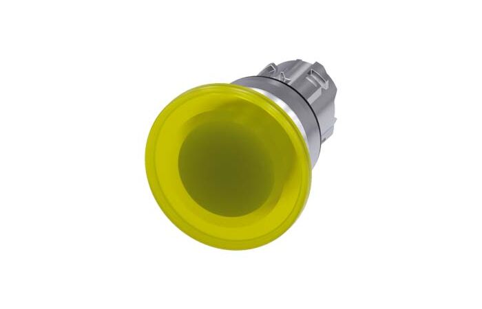 SIEMENS Tlačítko hřibové, osvětlené, 22 mm, kulaté, kov, s vysokým leskem, žlutá, 40 mm