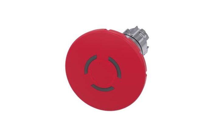 SIEMENS Tlačítko hřibové nouzového zastavení, osvětlené, 22 mm, kulaté, kov, s vysokým leskem, červená, 60mm