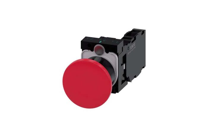 SIEMENS Tlačítko hřibové, 22 mm, kulaté, plast, červená, 1 NO + 1 NC
