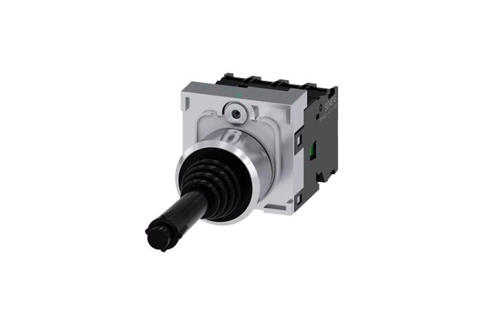 SIEMENS Spínač křížový, 22 mm, kulatý, kov, s vysokým leskem, černá barva, 1 NO, 1 NO, 1 NO, 1 NO