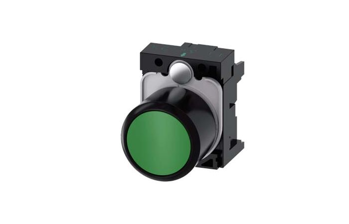 SIEMENS Tlačítko, 22 mm, kulaté, plast, zelené, knoflík stiskací