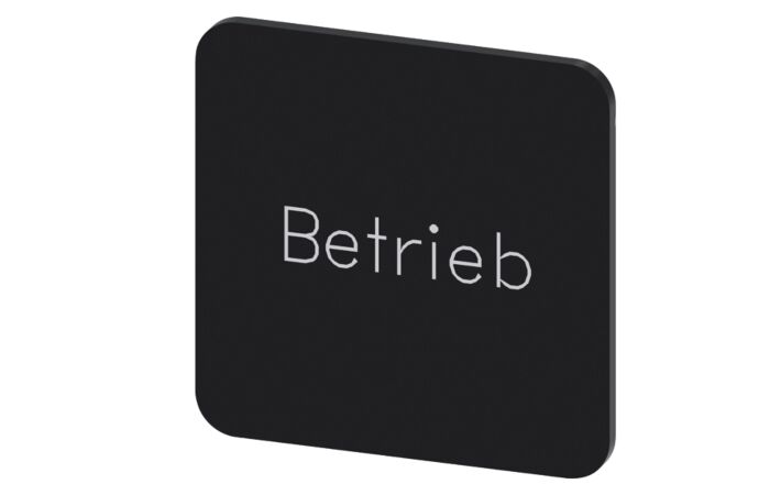 SIEMENS Štítek popisný 22 x 22 mm, štítek černý, popisek BETRIEB