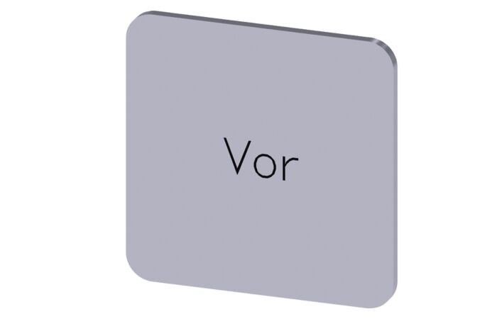 SIEMENS Štítek popisný 22 x 22 mm, štítek stříbrný, popisek VOR