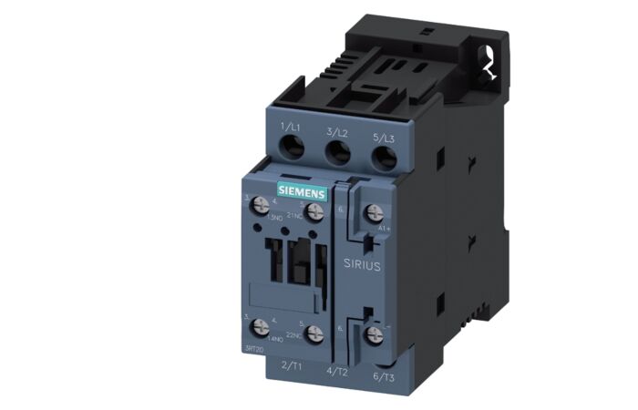 SIEMENS Stykač AC-3, 12A/5,5kW/400V, 3pólový, DC 24V, funkční modul volitelný, 1 NO + 1 NC, šroubová svorka